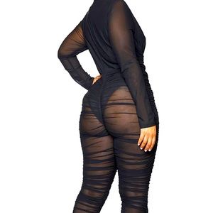 Black Mesh Jumpsuit